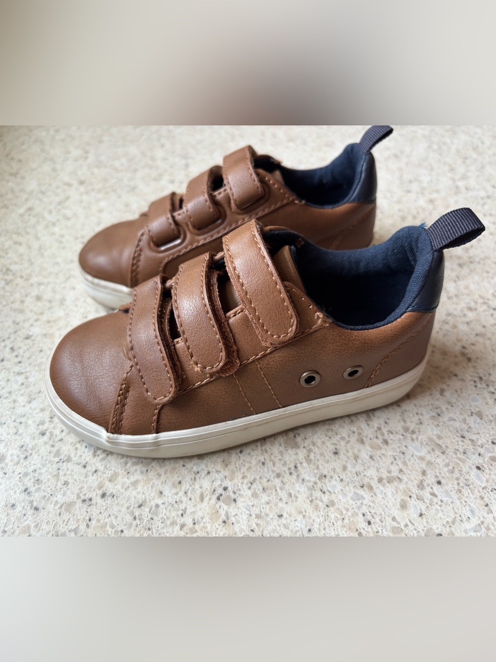 Kids Brown Shoes Casual Velcro Sneakers - Kid Boy Size 8